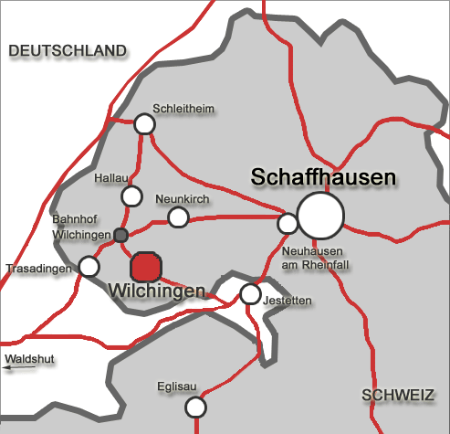 Anfahrtskarte - Wilchingen

Der Dorfstrasse entlang fahren. 
Ende Dorf links in die Zinggenstrasse